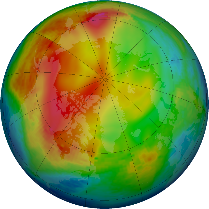 Arctic ozone map for 03 January 1994